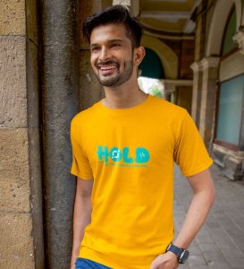 Next Millionaire Wings Yellow Round Neck Cotton Half Sleeved Men's T Shirt with Printed Graphics