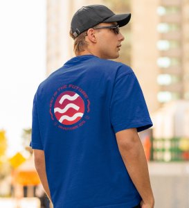 The Future Wings Blue Round Neck Cotton Half Sleeved Men's T Shirt with Printed Graphics