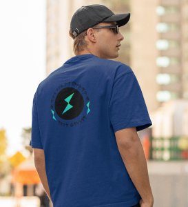 Power Up Wings Blue Round Neck Cotton Half Sleeved Men's T Shirt with Printed Graphics