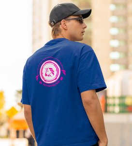 Only Pink Wings Blue Round Neck Cotton Half Sleeved Men's T Shirt with Printed Graphics