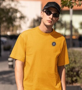 Out Of The Galaxy Wings Yellow Round Neck Cotton Half Sleeved Men's T Shirt with Printed Graphics