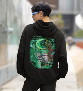 Green Love Where Comfort Meets Conscious Living Black Cotton Printed Hoodie For Men