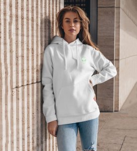 Reach for the Stars  Stay High White Cotton Printed Hoodies For Women