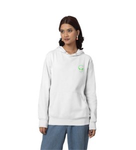 Cosmic Vibes  Tripp White Cotton Printed Hoodies For Women