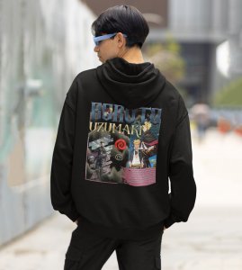 The Next Generation Ninja with a Heart Full of Ambition Printed Black Cotton Hoodie For Men