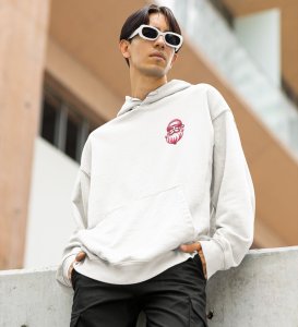 Charming Snowmen and Deer Enjoying the Magical Snowfall Printed White Cotton Hoodie