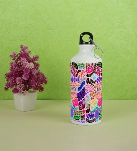 Stay Cheerful with Colorful Words and Doodle Art on Aluminium Water Bottle 600ml