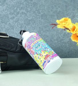 Back to School in Style with Colorful Doodle Art on Aluminium Water Bottle 600ml