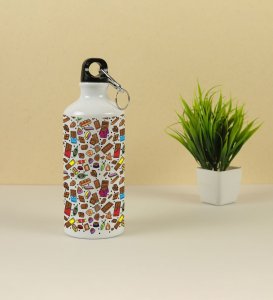 Craving Fun? Enjoy Sweets and Chocolates Doodles on Aluminium Water Bottle 600ml