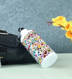 Rock Your Day with Vibrant Music Doodles on Aluminium Water Bottle 600ml