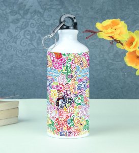 Express YouSARAf with a Unique Vibrant Line Doodle on Aluminium Water Bottle 600ml