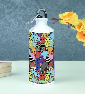 Catch the Fun: Cat, Mouse, and Mobs on Aluminium Water Bottle 600ml