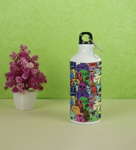 Charming Company: Adorable Monsters Watching You on Aluminium Water Bottle 600ml