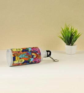 Fun and Playful Domestic Animals in One Frame Doodles Printed Aluminium Water Bottle 600ml