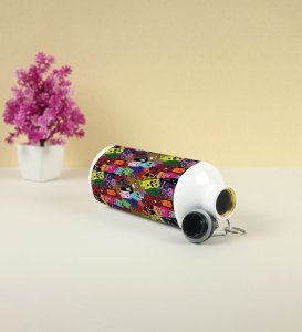 Delightful Colorful Heck Characters for a Unique Touch Doodles Printed Aluminium Water Bottle 600ml