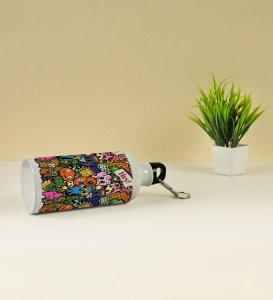 Unique Overcrowd Creatures for a Creative Touch Doodles Printed Aluminium Water Bottle 600ml