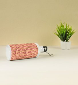 Dynamic Red and Orange Zigzag Pattern Seamless Print Printed Aluminium Water Bottle 600ml
