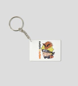 Naruto & Kurama Adventure Charm Printed White Anime Keychains Pack Of 2