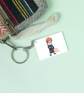 Hey Do You Like Pain Printed White Anime Keychains Pack Of 2