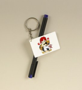 The Young Sand Demon Gaara  Printed White Anime Keychains Pack Of 2