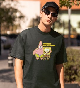 Different But Bestfriend Green Round Neck Cotton Half Sleeved Men T Shirt with Printed Graphics