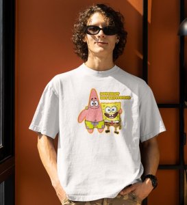 Different But Bestfriend White Round Neck Cotton Half Sleeved Men T Shirt with Printed Graphics