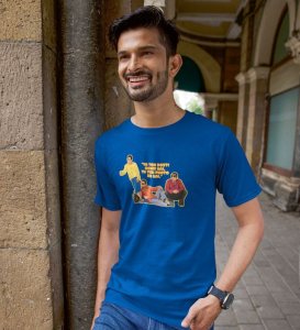 Dosti Dialogues Blue Round Neck Cotton Half Sleeved Men T Shirt with Printed Graphics