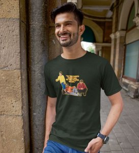 Dosti Dialogues Green Round Neck Cotton Half Sleeved Men T Shirt with Printed Graphics