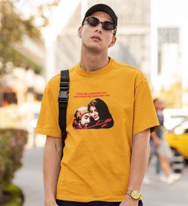 Dosti Is Peace Yellow Round Neck Cotton Half Sleeved Men T Shirt with Printed Graphics