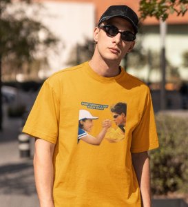 Friends Always Got Your Yellow Round Neck Cotton Half Sleeved Men T Shirt with Printed Graphics