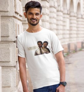 Friendship Anthem White Round Neck Cotton Half Sleeved Men T Shirt with Printed Graphics