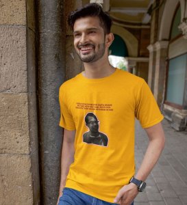 Friendship Or Revision ?? Yellow Round Neck Cotton Half Sleeved Men T Shirt with Printed Graphics