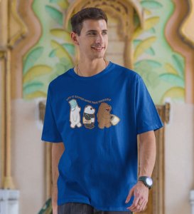 Just Truefriends Blue Round Neck Cotton Half Sleeved Men T Shirt with Printed Graphics