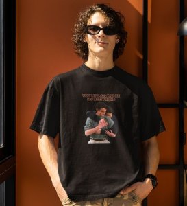 My Best Friend Black Round Neck Cotton Half Sleeved Men T Shirt with Printed Graphics