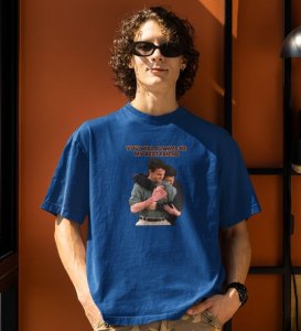 My Best Friend Blue Round Neck Cotton Half Sleeved Men T Shirt with Printed Graphics