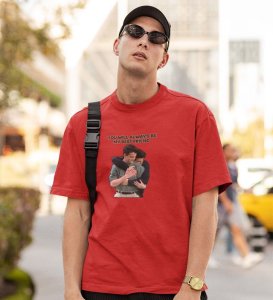 My Best Friend Red Round Neck Cotton Half Sleeved Men T Shirt with Printed Graphics