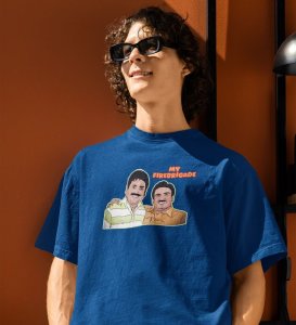My Firebrigade! Blue Round Neck Cotton Half Sleeved Men T Shirt with Printed Graphics