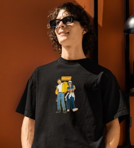 My Forever Bestfriend Black Round Neck Cotton Half Sleeved Men T Shirt with Printed Graphics