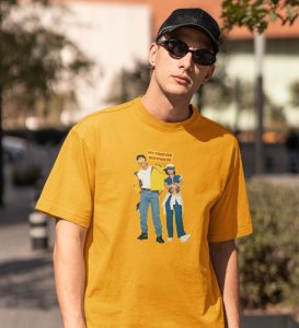 My Forever Bestfriend Yellow Round Neck Cotton Half Sleeved Men T Shirt with Printed Graphics