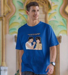 Rule Of Friends Blue Round Neck Cotton Half Sleeved Men T Shirt with Printed Graphics