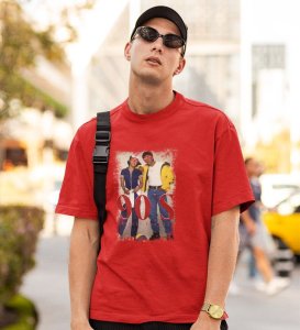 The Friendship Era Red Round Neck Cotton Half Sleeved Men T Shirt with Printed Graphics