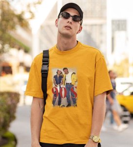 The Friendship Era Yellow Round Neck Cotton Half Sleeved Men T Shirt with Printed Graphics