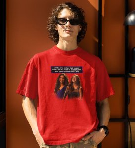 Wierd But Trustworthy Red Round Neck Cotton Half Sleeved Men T Shirt with Printed Graphics