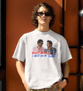 Don't Worry White Round Neck Cotton Half Sleeved Men T-Shirt with Printed Graphics