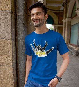 Hi Dosti! Blue Round Neck Cotton Half Sleeved Men T-Shirt with Printed Graphics