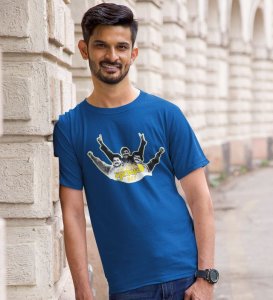 Hi Dosti! Blue Round Neck Cotton Half Sleeved Men T-Shirt with Printed Graphics