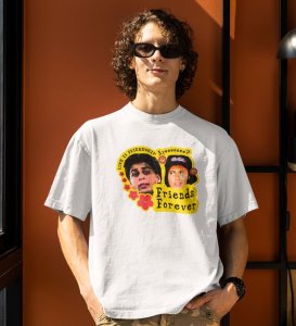 Love Is Friendship White Round Neck Cotton Half Sleeved Men T-Shirt with Printed Graphics