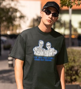 Tere Jaisa Yaar Green Round Neck Cotton Half Sleeved Men T-Shirt with Printed Graphics