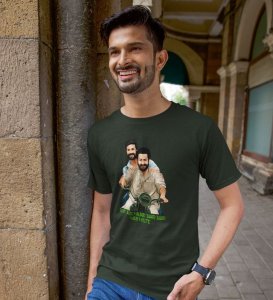 The Chance Of Friendship Green Round Neck Cotton Half Sleeved Men T-Shirt with Printed Graphics