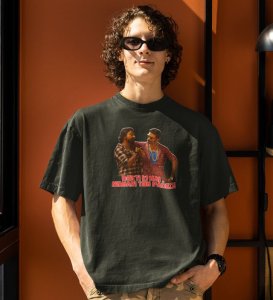 The Power Duo Green Round Neck Cotton Half Sleeved Men T-Shirt with Printed Graphics